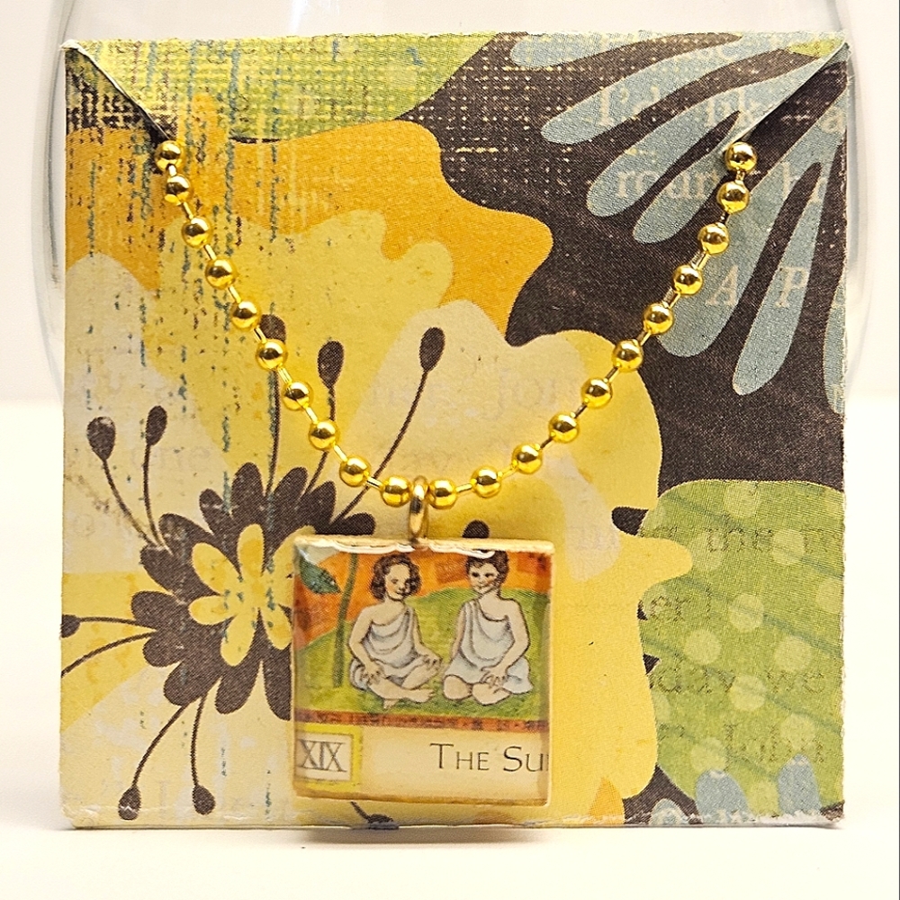 Yellow Sun Tarot Tile Pendant - Picture 2 of 3